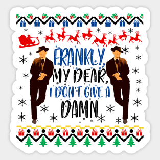 Gone With The Wind Ugly Christmas Sweater. Frankly My Dear I Don't Give a Damn. Sticker